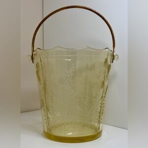 Yellow Gloria Cambridge Glass Co. 1930’s Vintage Ice Bucket Pail UV Reactive